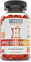 Zhou Apple Cider Vinegar Gummies - ACV Gummies for Women and Men with Elderberry, Delicious Taste with Raw Cane Sugar, USDA Organic - 60 Vegan Gummies