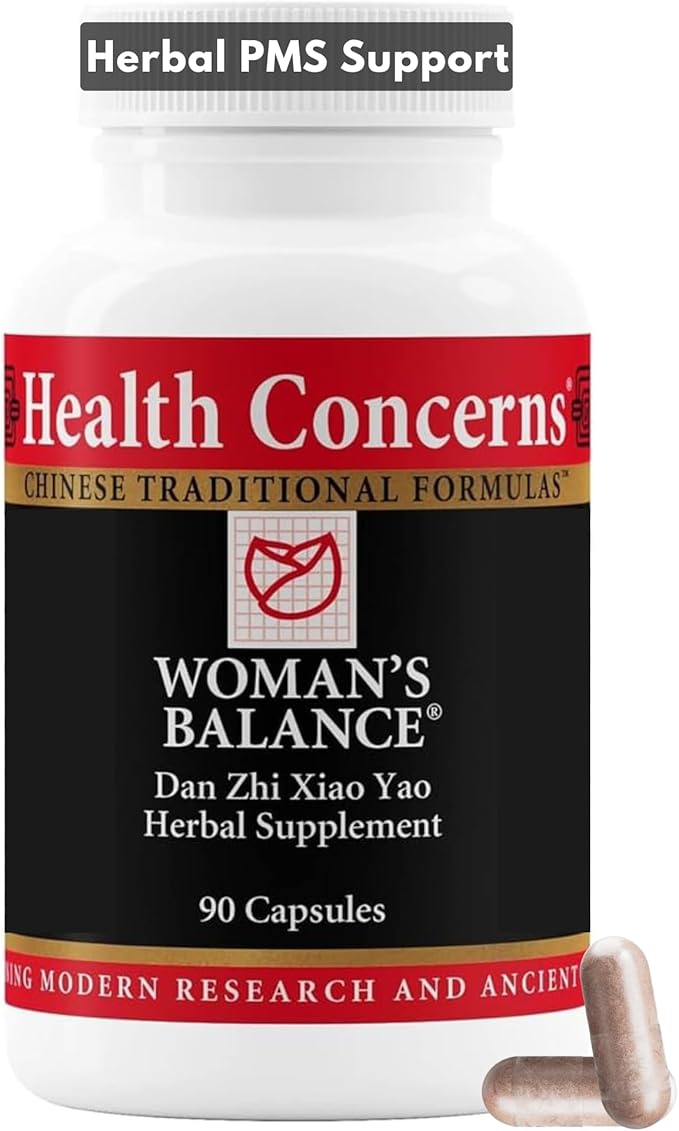 Health Concerns Woman's Balance – Herbal PMS Support Supplement for Women – Menstrual Cycle & Menopause Relief – Chinese Herbal Formula – Mood Support & Hormonal Balance – 90 Capsules
