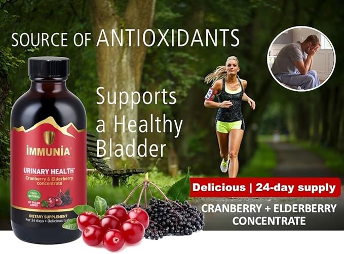 Immunia Urinary Health. Cranberry & Elderberry Concentrate for the Prevention of Urinary Infections. Natural. Delicious. 5 ml/Day. (3-Pack)