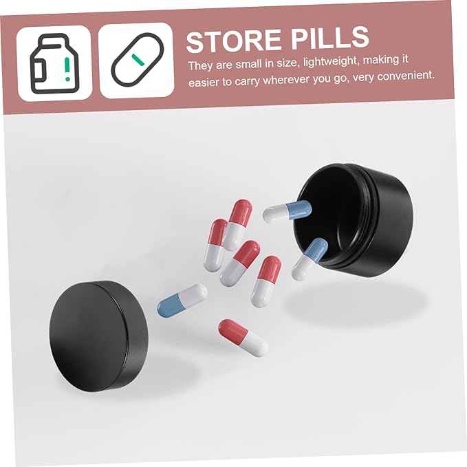 Portable Small Vitamin Organizer Case Aluminum Alloy Capsule Holder with Tight Seal Travel Medicine Container for Storage