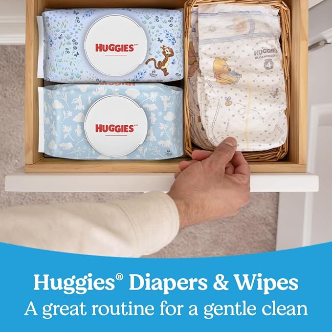 Huggies Natural Care Cucumber, Aloe and Vitamin E Baby Wipes, Hypoallergenic, Scented, 3 Flip-Top Packs (168 Wipes Total), Packaging May Vary