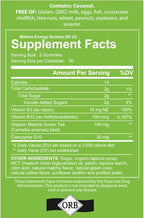 Matcha Green Tea Energy Gummies with Vitamin B12, B3, CoQ10 for Daily Energy and Metabolism Support - Vegan, Gluten-Free, Non-GMO, Kosher - 30 Day Supply, 60 Count Supplement