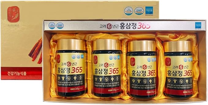 1 Set Box - 365 Korean Red Ginseng 6 Years Old Extract - Cao Hong Sam 6 Tuoi 365-240g per Bottle with 4 Bottles per Set Box - Made in Korea