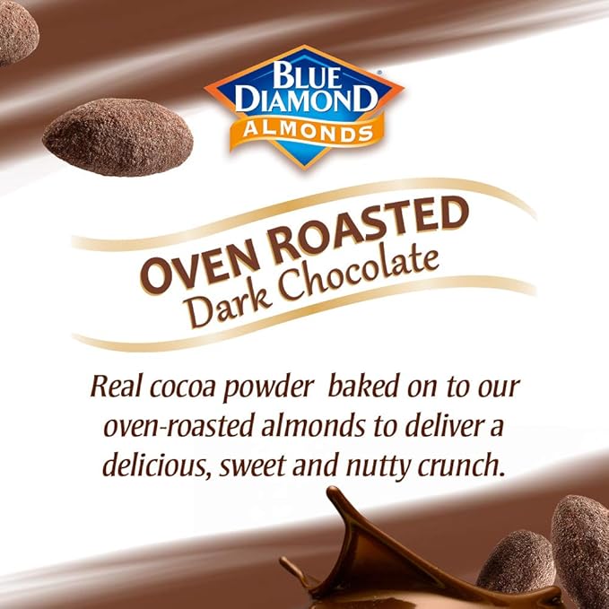 Blue Diamond Almonds, Oven Roasted Dark Chocolate Flavored Snack Nuts, Plant-Based Protein and Fiber, Perfect for Events, Holidays, Parties, and Lunch, Guilt-Free Snacking with Real Cocoa, 25 Oz Resealable Bag (Pack of 1)