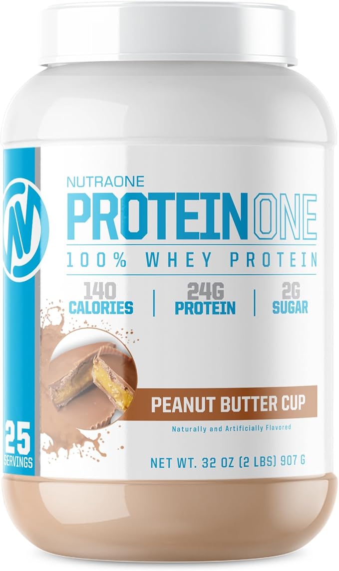 NutraOne ProteinOne Whey Protein Promote Recovery and Build Muscle with a Protein Shake Powder for Men & Women (Chocolate PB Cup - 2 LB)