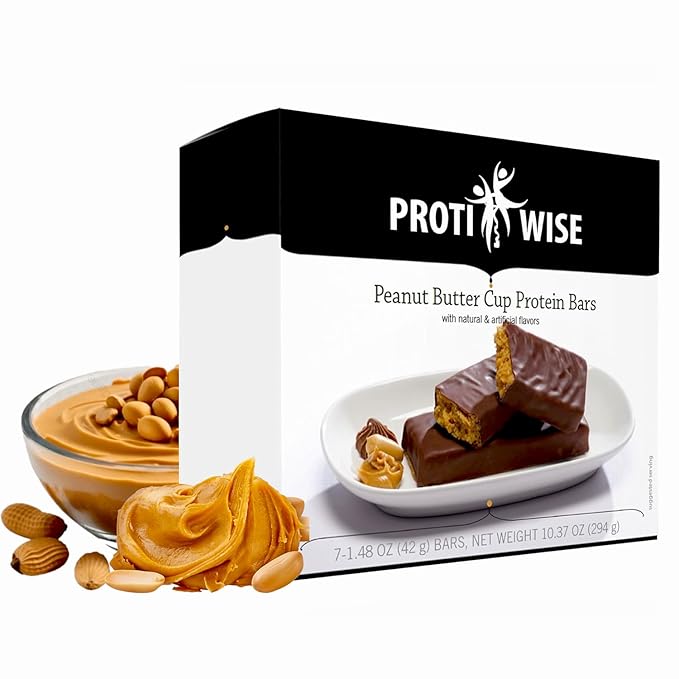 ProtiWise Peanut Butter High Protein Snack Bars – Convenient On-The-Go Snack, 15g Protein, 160 Calories – Gluten-Free, Peanut Butter Flavor – Pack of 12 (7/Box)
