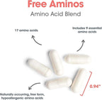Nutricology Free Aminos Supplement - Essential Amino Acids Complex, Lean Muscle Mass Support, Vegetarian Capsules - 100 Count