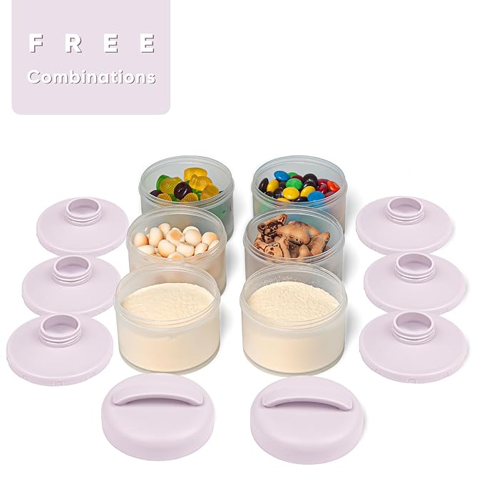 Termichy Stackable Formula Dispenser Portable Milk Powder Container, 2 Pack, Light Purple