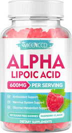 MEENCCD Alpha Lipoic Acid Gummies 600mg - ALA Supplement for Antioxidant Support, Vegan, Sugar-Free, Raspberry Flavor, 60 Count
