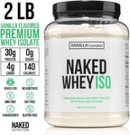 NAKED Vanilla Whey Isolate Protein - Only 4 Ingredients, 30g Grass-Fed Protein, Undenatured, No GMO, No Soy, Gluten-Free, No Preservatives - 24 Servings