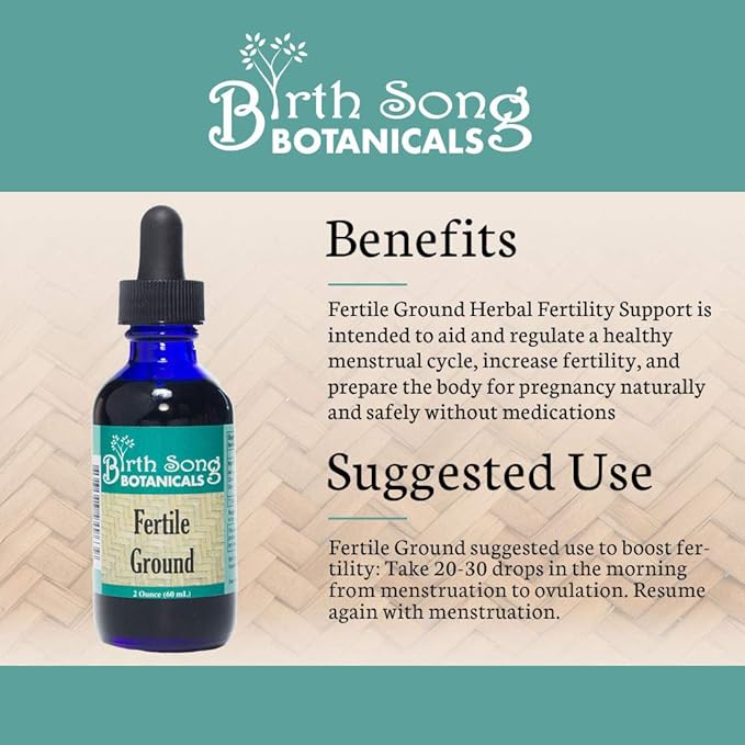 Birth Song Botanicals Fertile Ground Fertility Liquid Tincture, Herbal Supplement to Help Regulate Your Cycle, Balance Hormones, Aid Ovulation, 2oz Bottle