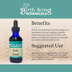 Birth Song Botanicals Fertile Ground Fertility Liquid Tincture, Herbal Supplement to Help Regulate Your Cycle, Balance Hormones, Aid Ovulation, 2oz Bottle