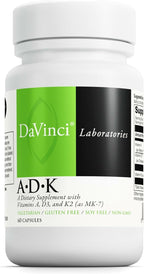 DAVINCI Labs ADK - Helps Support Bone, Heart & Immune Health - Dietary Supplement with Vitamins A, D3 & K2 (as MK-7) - Vegetarian, Gluten Free & Soy Free - 60 Capsules