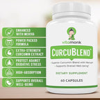 VitaMonk Turmeric and Ginger Complex with Meriva, Grape Seed, Boswellia Extract, Cat’s Claw and More - Ginger and Turmeric Supplements for Overall Health, Wellness and Immune Support - 60 Caps