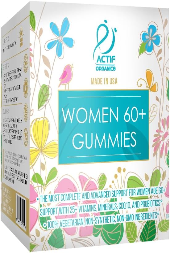 ACTIF Women Age 60+ Gummies with 25+ Advanced Factors, CoQ10, and Probiotics - Non GMO, Made in USA, 90 Count