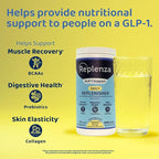 Replenza Daily Replenisher GLP-1 Nutritional Support, Powder, Muscle Recovery, Digestive Health & Skin Elasticity Mix of Amino Acids, Prebiotics and Collagen Peptides – Lemon Flavored, 3 Pack