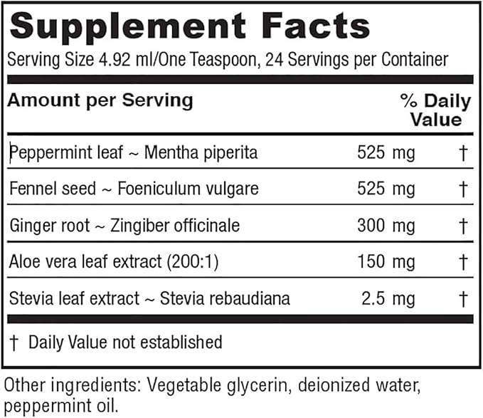 Vitanica Digestion Tonic, Gas, Bloating and Indigestion Relief Supplement, Improve Digestive Function & Gut Health, for Women & Men, Peppermint Oil Fennel Ginger & Aloe Vera Vegan, 4 Oz