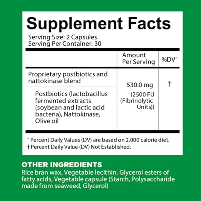 FRESHLITE 2500FU Premium NSK-SD Nattokinase & Vegan Postbiotics for Cardiovascular Support | Blood Pressure, Cholesterol & Heart Health | JNKA Certified | Non-GMO, Gluten-Free, 60 Capsules Japan Made