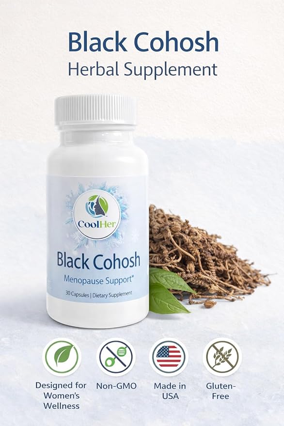 Menopause Support for Women – Hot Flash & Night Sweat Relief – Black Cohosh Supplement – Non-GMO, Gluten-Free – 30 Capsules