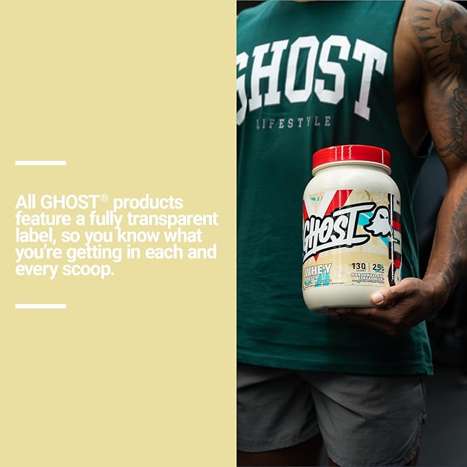 GHOST Whey Protein Powder, Marshmallow Cereal Milk - 2LB, 25G of Protein - Whey Protein Blend - ­Post Workout Fitness & Nutrition Shakes, Smoothies, Baking & Cooking - Soy & Gluten-Free