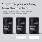 Sports Research® Biotin 2,500mcg with Organic Coconut Oil - Biotin (Vitamin B7) for Healthy Skin and Hair Support* - for Women and Men - Vegan, Non-GMO, Gluten & Soy-Free - 120 Veggie Softgels