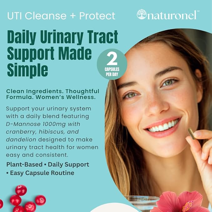 UTI Cleanse + Protect (6 Pack) Urinary Tract Support with D-Mannose, Cranberry, Hibiscus & Dandelion | Advanced Formula, Dietary Supplement - Non-GMO, Made in USA, GMP Certified