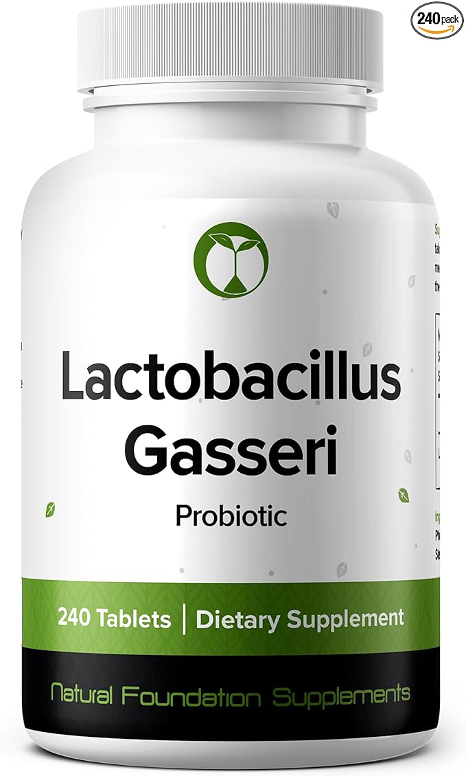 Natural Foundation Supplements Lactobacillus Gasseri Probiotic Supplement 240 Tablets 3 Billion CFU Probiotics for Men & Women Supports Intestinal Digestive & Gut Health (240, Lactobacillus Gasseri)
