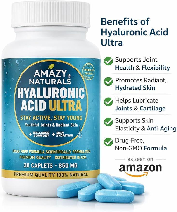 Hyaluronic Acid Ultra, 850mg, 30 Caplets, Premium Joint and Skin Supplement