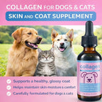 Liquid Collagen for Dogs & Cats – Grass-Fed Collagen Peptides with Biotin, Vitamin C & Hyaluronic Acid, Supports Skin & Coat Health