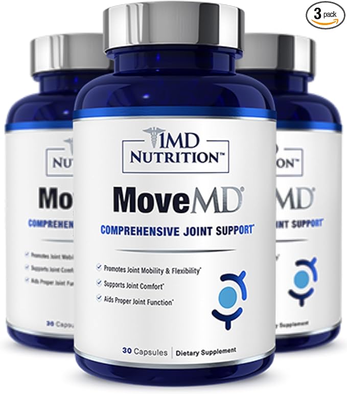 1MD Nutrition MoveMD - Joint Health Supplement - Doctor Formulated | with Collagen, Astaxanthin, and More | 30 Capsules (3-Pack)