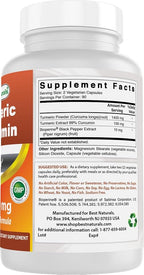 Best Naturals Turmeric Curcumin 1500mg/Serving with Bioperine - 180 Veggie Capsules