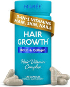 MAREE Hair Growth Vitamins - Faster Thicker Hair Growth Products - Biotin & Collagen Complex Hair Growth Supplements - Hair Vitamins for Hair Loss for Women & Men - Vitaminas Para El Cabello 120 Pills