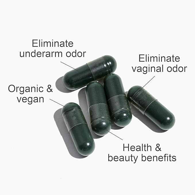 Generic Body Deodorizing Supplement Works, Chlorophyll Capsules for Body Odor, Pills for Body Odor Control, Internal Deodorant, Immune & Digestion Support, Vegan Friendly (2pcs)