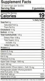 FARMASi Nutriplus Apple Cider Vinegar Gummies, Vegan Digestive Support with Vitamin B12 and Folic Acid, Pomegranate Apple Flavor, 60 Gummies, 5.8 oz