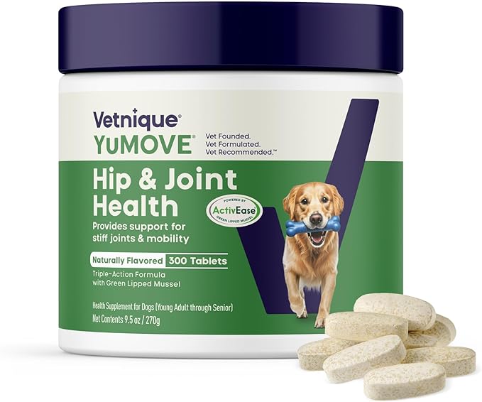 YuMOVE Hip and Joint Supplement for Dogs with Glucosamine for Dogs, Omega 3, Hyaluronic Acid, & Green Lipped Mussel - Dog Joint Supplement - Adult Dogs Tasty Chewable Tablets (300ct Chewable Tablets)