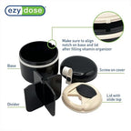 EZY DOSE Mini Vitamin Organizer, Multi Compartment, Portable and Compact Design, Easy Access Sliding Pill Dispenser, Supplement Organizer with Anti-Mix Design, Travel Friendly, Medium, Black and Cream