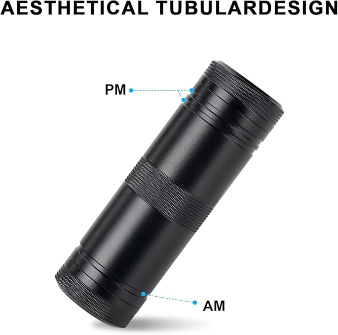 Pill Case 2 Times a Day - Portable Metal Pill Box Daily Waterproof Travel Pill Container, Pill Holder Organizer for Vitamin/Fish Oil/Supplements, 1 Pack Pill Box