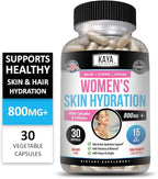 Kaya Naturals Skin Hydration Vitamins - Female Pills - Skin Enhancer Capsules -Hydration Booster for Women - Promotes Increased Energy, Mood & Stamina - Reduction in Dryness - 30 Veggie Capsules