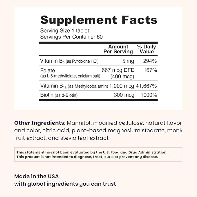 EZ Melts Energy, Memory & Mood Enhancer - B Vitamins Supplement with Vitamin B12, B6, Folate & Biotin - Non-GMO & Vegan - Cherry Berry - 120 Dissolvable Tablets (120 Servings)