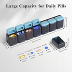 KOVIUU Weekly Pill Organizer Magnetic, Removable Pill Box 7 Day 1 Time a Day, Large Pill Case Travel, Week Once Daily Medication Dispenser, Medicine Container Holder for Supplement Vitamin, Blue
