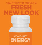 Awakening Natural Energy & Focus Supplement with Panax Ginseng, Guarana Extract & Chromium Picolinate | Brain Supplement for Focus, Energy, Mood & Clarity | Gluten Free Veggie, USA - 60 Caps