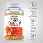 Piping Rock Turmeric and Ginger Gummies | 90 Count | Peach Flavor | Vegan Formula | Non-GMO, Gluten Free Supplement