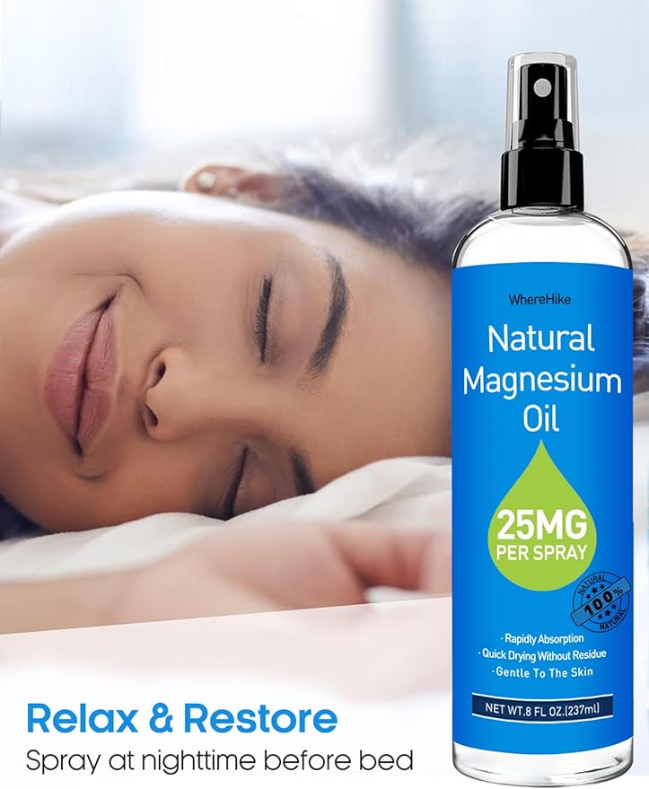 Magnesium Spray, Pure Magnesium Oil Spray for Feet,Ideal Gift for Muscle Relaxation&Better Sleep,Rapid Absorption,Quick Drying Without Residue-Unflavored.