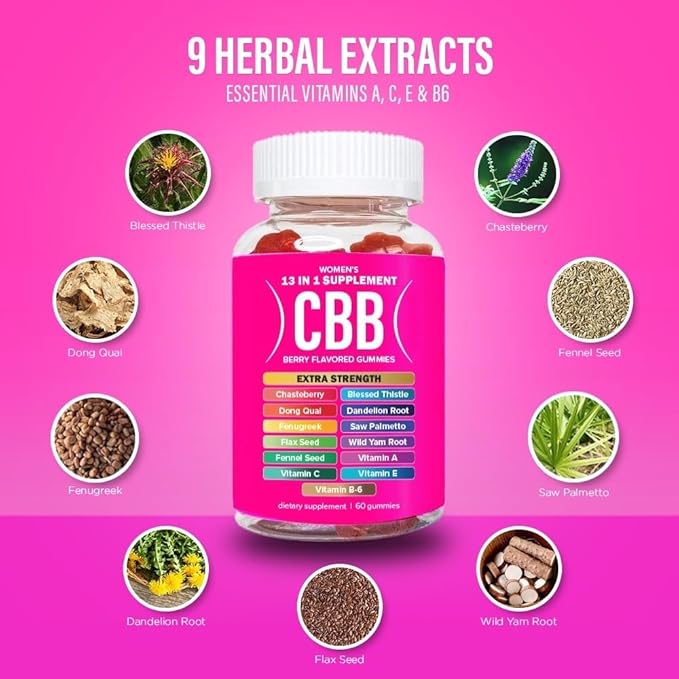 Curvy Body Bears CBB 13 in 1 Women’s Multivitamin Gummies | Herbal & Vitamin Gummy Supplement for Daily Wellness | Berry Flavor | 60 Gummies