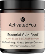 ACTIVATEDYOU Essential Skin Food, Advanced Skincare Collagen Elastin Support Supplement for Aging Skin, Helps Improve Appearance of Face Texture, Sagging w/Dermaval, Vitamin C, Lysine (30 Capsules)