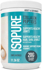 Bundle of Isopure Bovine Colostrum Supplement Powder, Gently Processed, 90 Servings + Isopure Collagen Peptides Powder,14 Servings, Unflavored, with Vitamin C, with Biotin