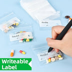 Urekt Pill Pouch Bags for Travel (120 Pack), 6 Mil BPA Free Reusable Pill Bags 3 x 2.75 inch for Medicine with Write on Label Clear Ziplock Seal Waterproof AM PM Pill Baggies for Medicine Organizer