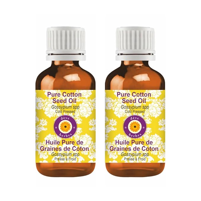 Deve Herbes Pure Cotton Seed Oil (Gossypium spp) Cold Pressed 100ml X 2 (6.76 oz)