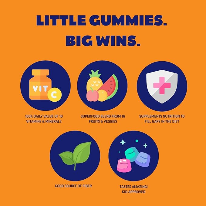 Sour Punch Superfood Gummies for Kids – Kids Multivitamin Gummies with 16 Fruits & Vegetables, Fiber, Zinc & Iodine – Immune & Wellness Support, Great Tasting