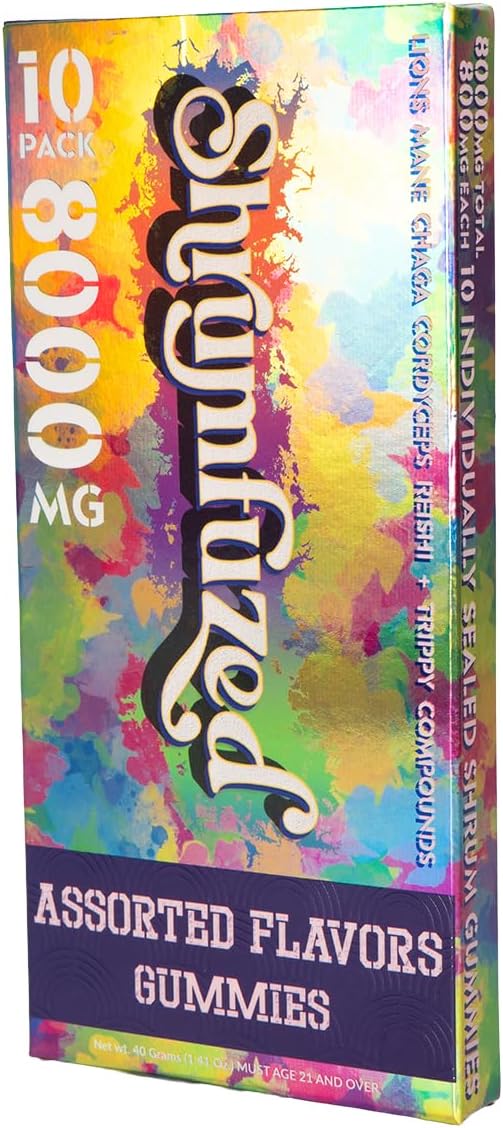 Shrumfuzed Shrumfuzed - Proprietary Nootropic Gummy 8000mg - Lion's Mane, Reishi, Chaga, and Cordycep Nootropic Mushroom Blend (10, Assorted)